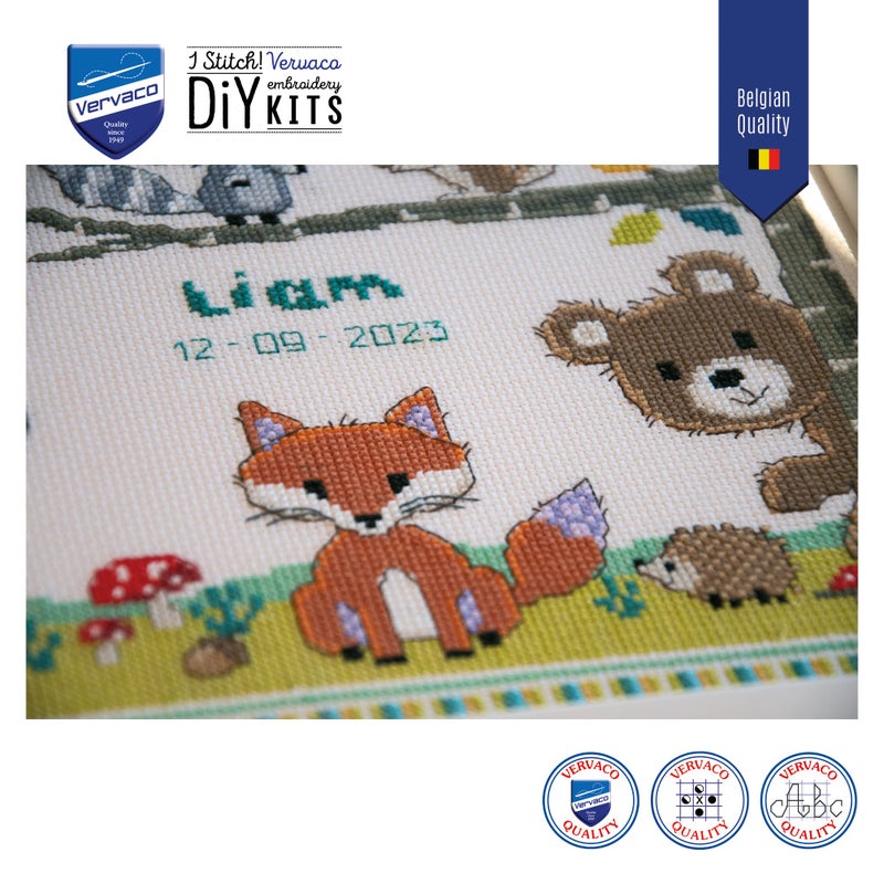 Vervaco Counted Cross Stitch Kit Forest Animals 11.2"" x 9.6"" - Image 5